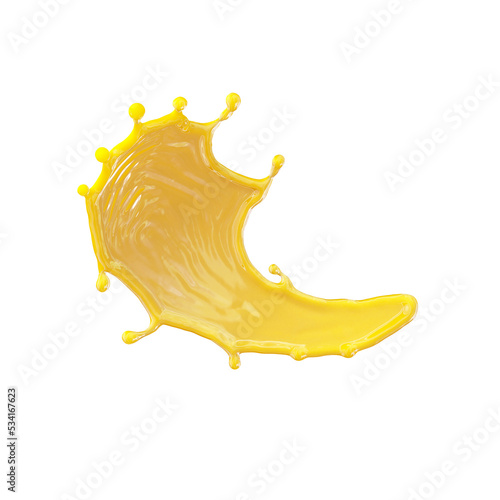 Orange juice splash. 3d illustration of liquid