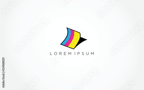 illustration Digital print logo design vector template. Polygraphy and print factory, Typography modern sign. Express press and photocopy studio.