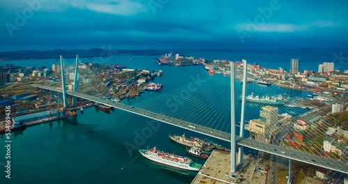 Aerial view of the panorama of Vladivostok