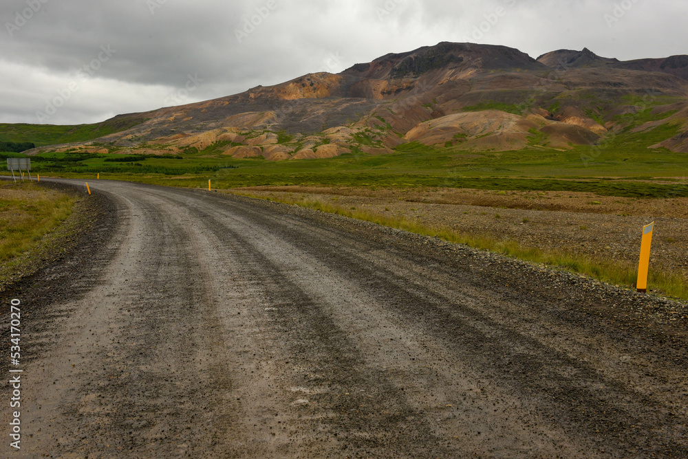 View at a rural road in Iceland