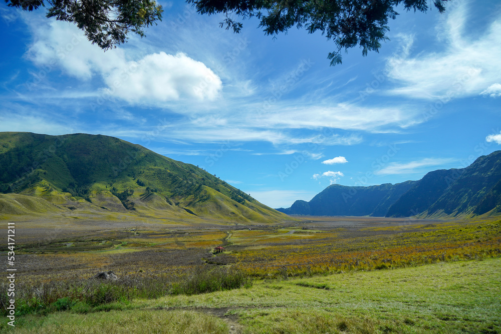 Bromo. Beautiful Landscape view of Bromo, Top hill view From Bromo a wonderful scenery in dramatic hill
