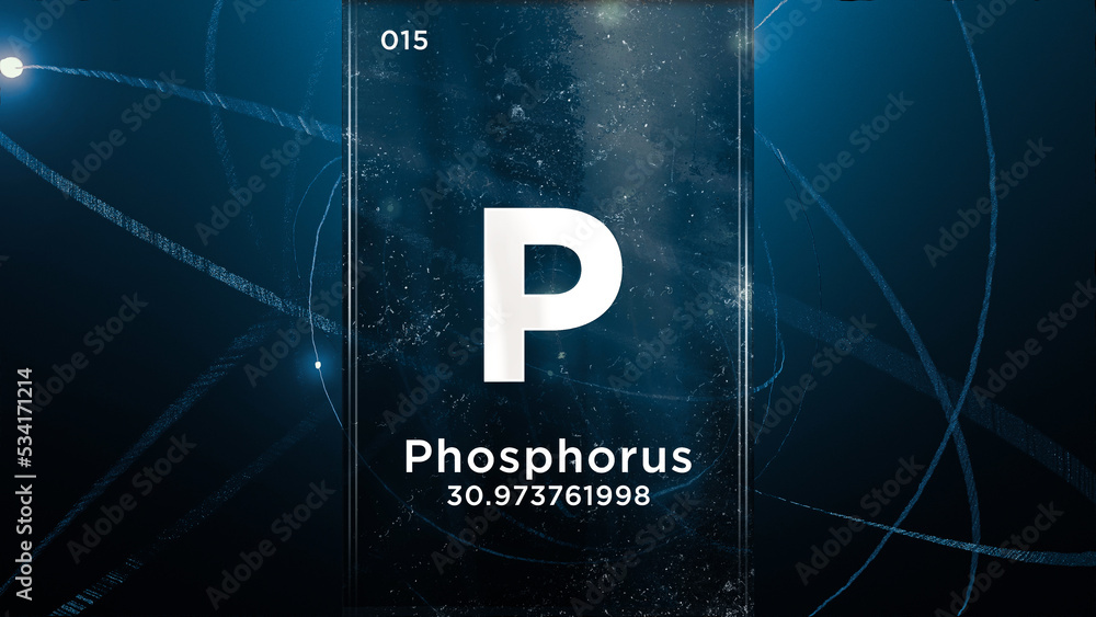 Phosphorus (P) symbol chemical element of the periodic table, 3D
