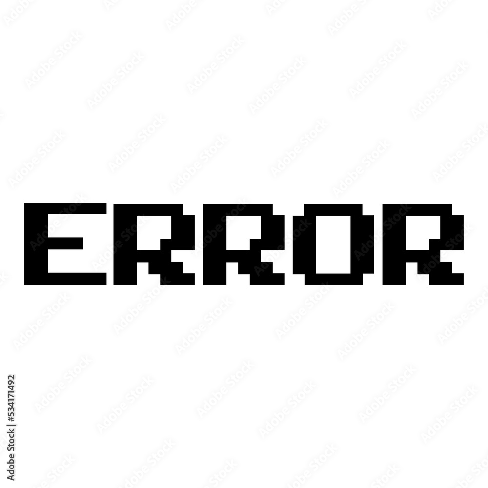 Mensaje con texto error con fuente de juegos de arcade de estilo retro aislada Mensaje con texto error con fuente de juegos de arcade de estilo retro aislada
