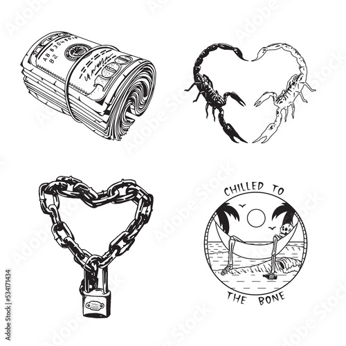 drawn vector illustration for tattoo, poster etc.