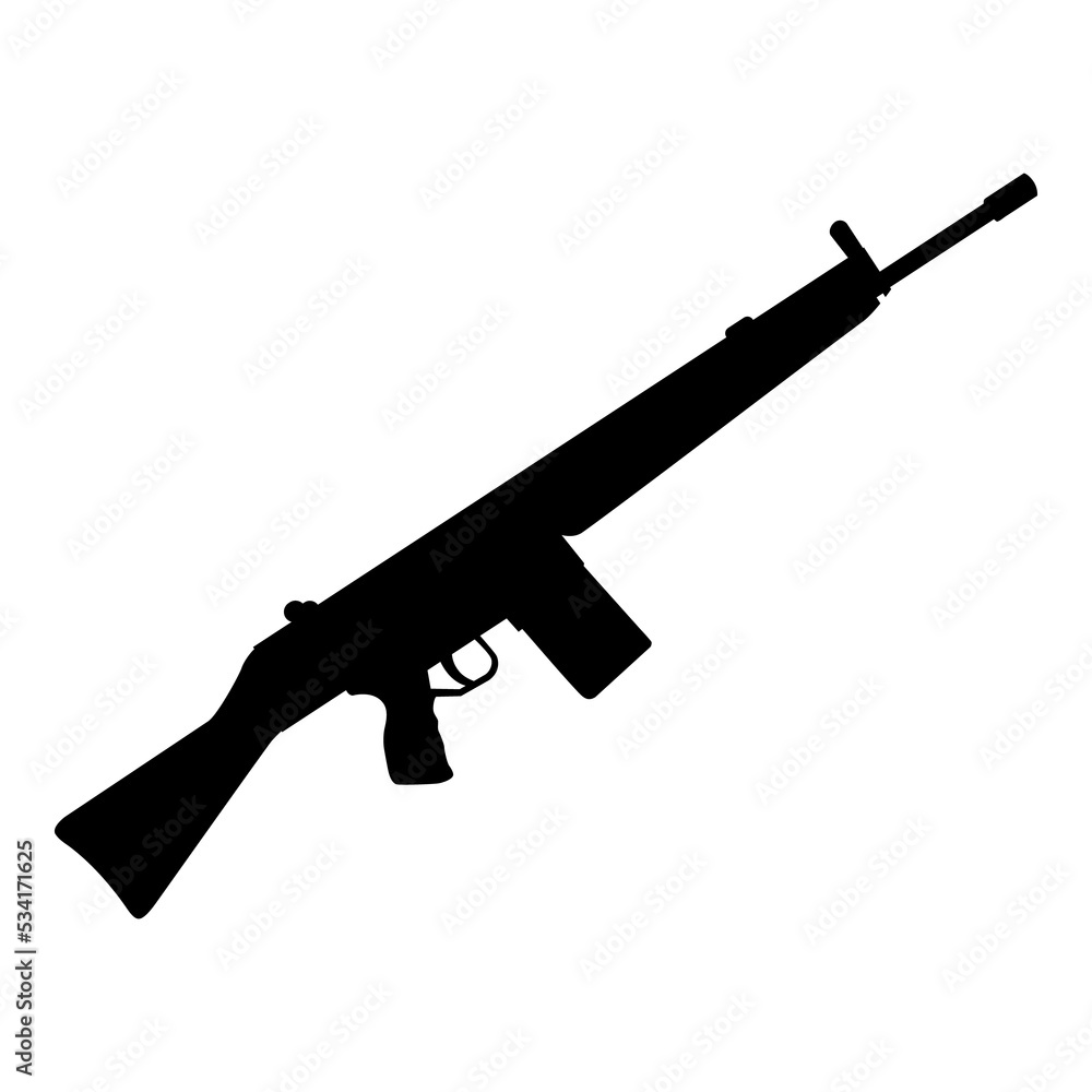 Silueta de rifle de asalto HK aislado Silueta de rifle de asalto HK aislado