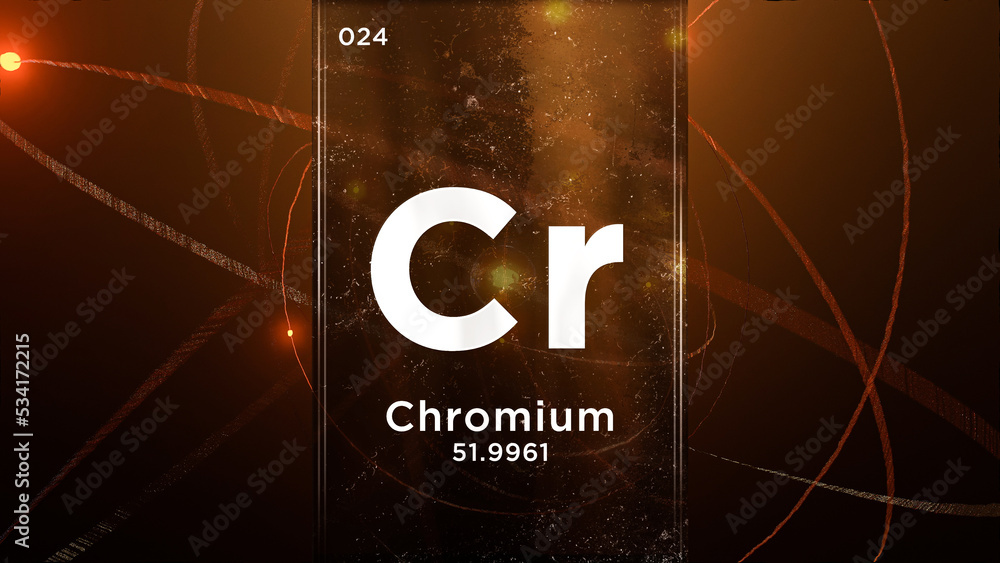 Fototapeta premium Chromium (Cr) symbol chemical element of the periodic table, 3D animation on atom design background