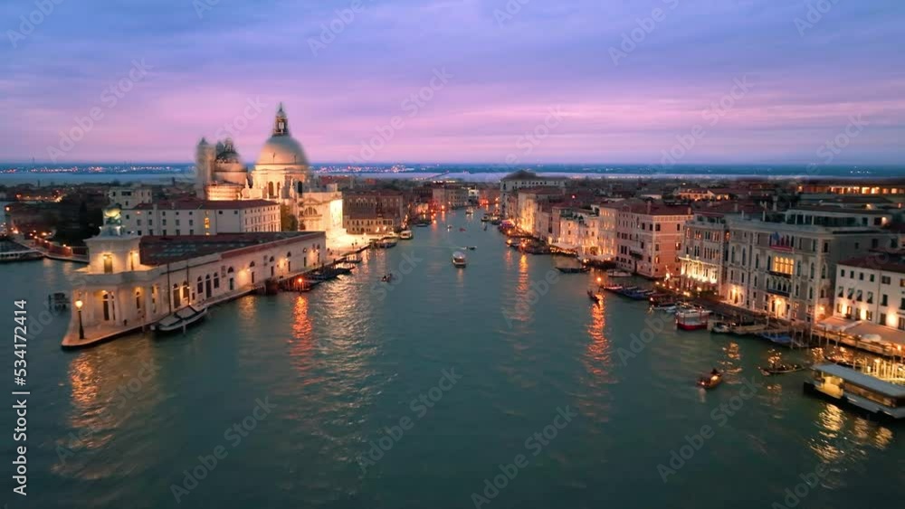 Venice italy skyline at sunset colored sky. Italy Venice italy skyline at sunset colored sky. Italy