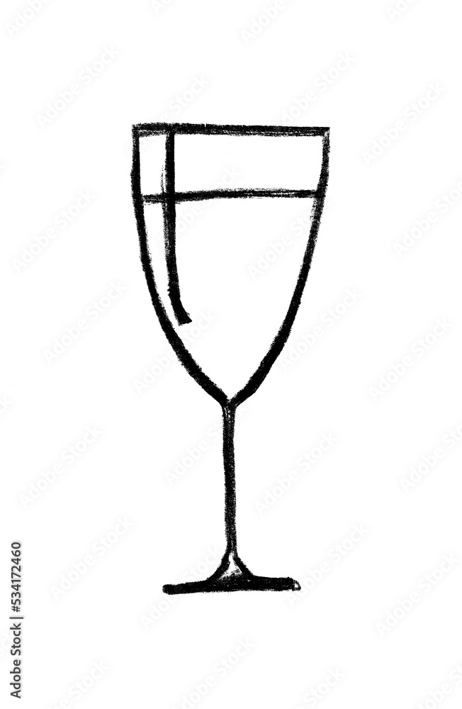 Stylized glass on a thin long stem in black on a white background Stylized glass on a thin long stem in black on a white background