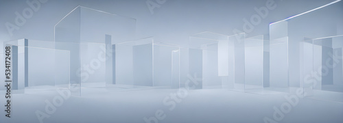 White Futuristic empty room. Empty space. Abstract background. Banner size