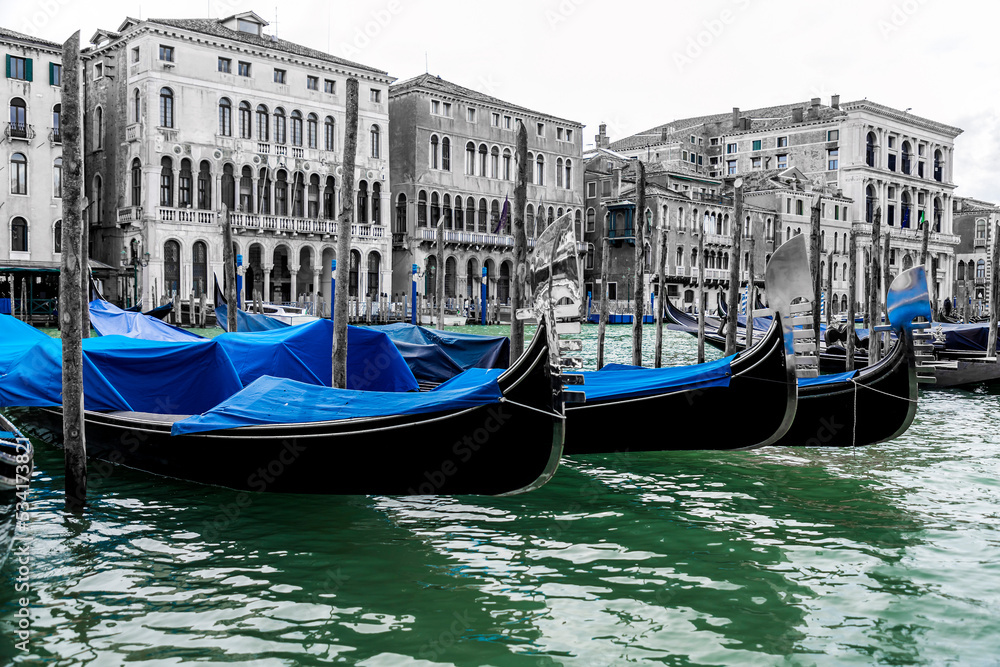 Gondolas on the ancient canals of Venice, Italy