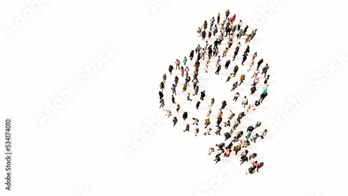 Concept or conceptual large gathering  of people forming the image of the gender signs on black background. A 3d illustration metaphor for heterosexual relationships, couples, romance and family