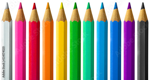 Wooden sharp color pencils spectrum rainbow set photo