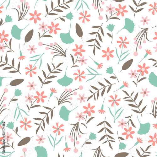 Decorative trendy beautiful vector floral seamless pattern design for textile and printing. Ditsy abstract flowers and leaves. Textured background