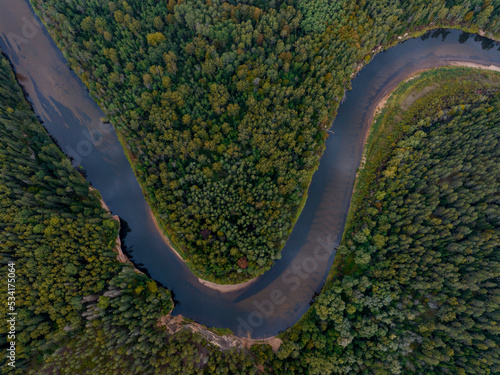 Sandstone cliffs with a tourist trail on the banks of the Gauja River  Gauja National Park