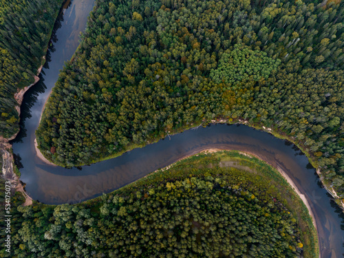 Sandstone cliffs with a tourist trail on the banks of the Gauja River, Gauja National Park