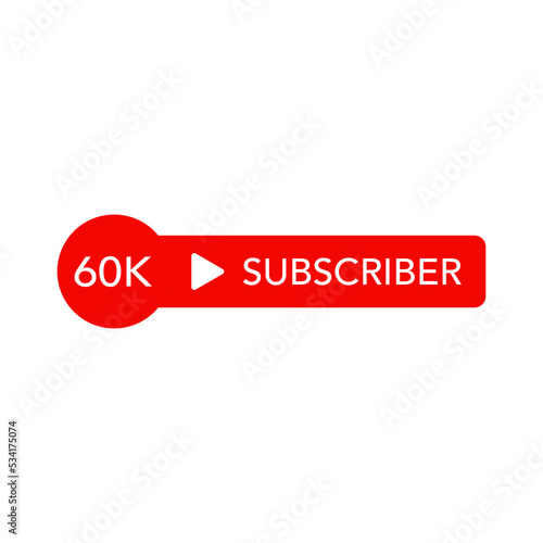 60K subscribers. Subscribe button. Vector graphics © Maryna