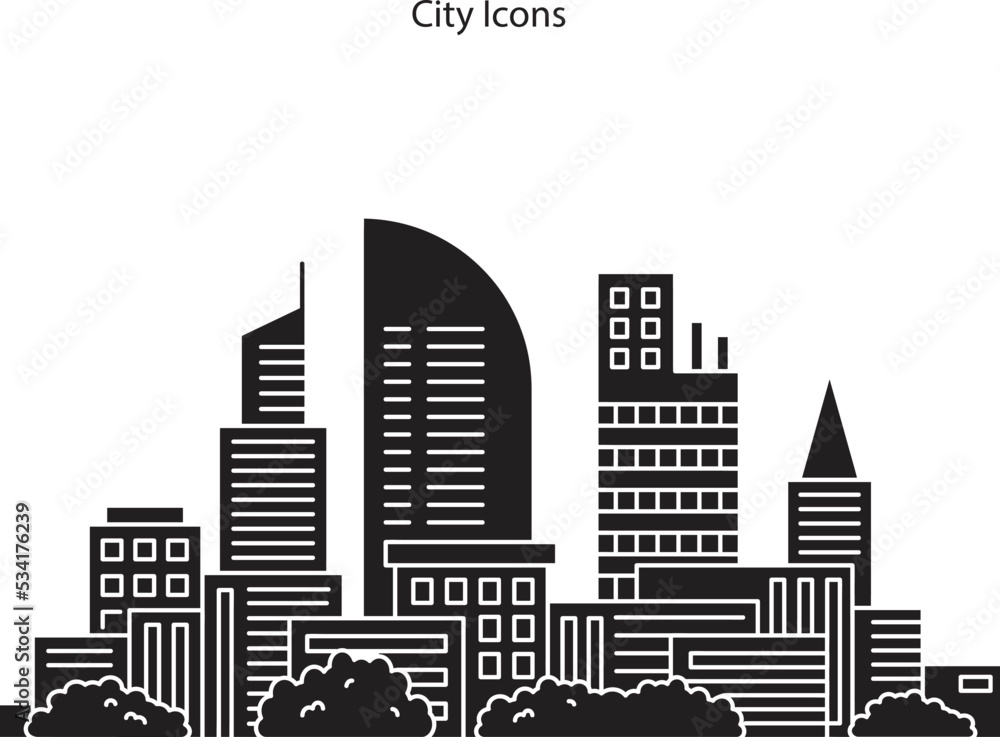 city icon isolated on white background. city icon glyph, city symbol for logo, web, app, UI. city icon simple sign.