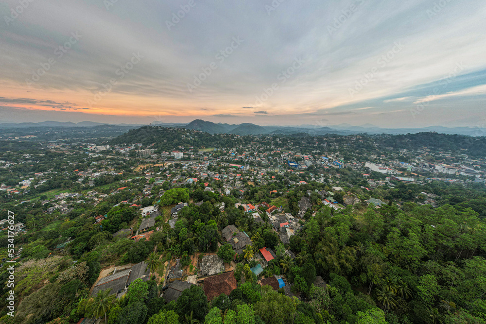 Aerial panorama of Kandy City, Sri Lanka
