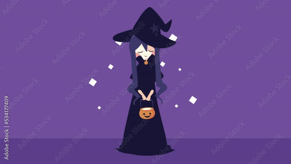 happy halloween animation with witch and pumpkin happy halloween animation with witch and pumpkin