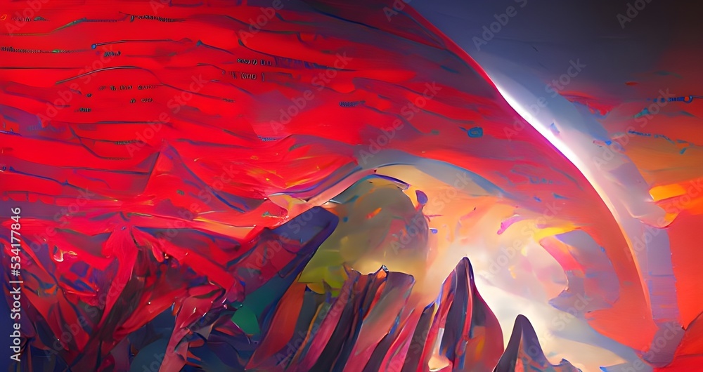 a psychedelic illusion mountain scenery, moody, space, colorful, sun, artstation, digital art a psychedelic illusion mountain scenery, moody, space, colorful, sun, artstation, digital art