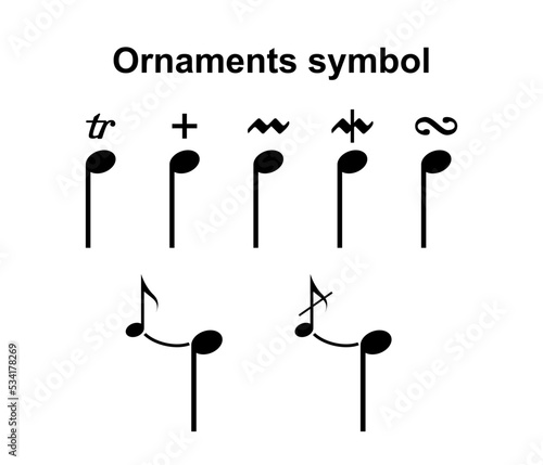 Ornament musical notation symbol vector black color isolated on white background. Musical notation. music notes.