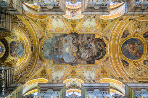 The marvelous interior of the Duomo of Bressanone. Province of Bolzano, Trentino Alto Adige, Italy.