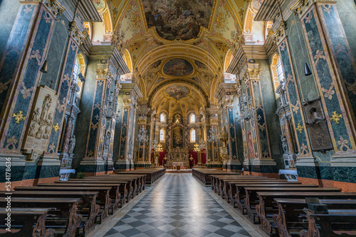 The marvelous interior of the Duomo of Bressanone. Province of Bolzano, Trentino Alto Adige, Italy.