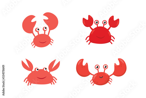 set of funny cartoon animals, crab vector and cute crab bundle vector
