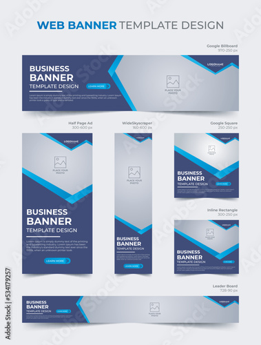 Corporate business digital marketing agency web banner and ads design template bundle
