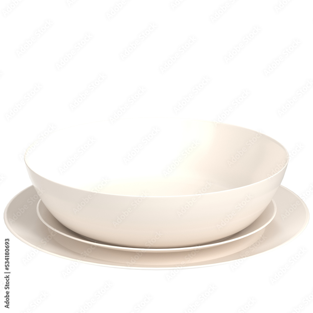 3d rendering illustration of a basic dinnerware set 3d rendering illustration of a basic dinnerware set