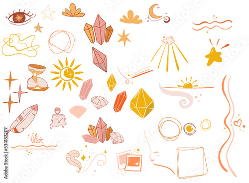 Cristalli illustrations vectors moon sun magic stones spiritual coaching mindful