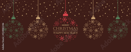 hanging bright christmas ball decoration with snowflakes