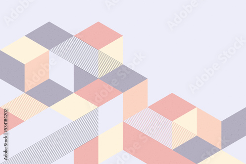 Abstract geometry construction of square and rectangle vector background. Isometric geometric shapes composition template for poster, card or presentation
