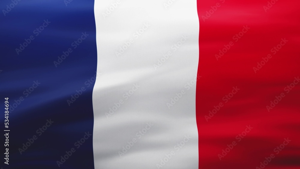 French flag, Rippled silk texture - 3D illustration