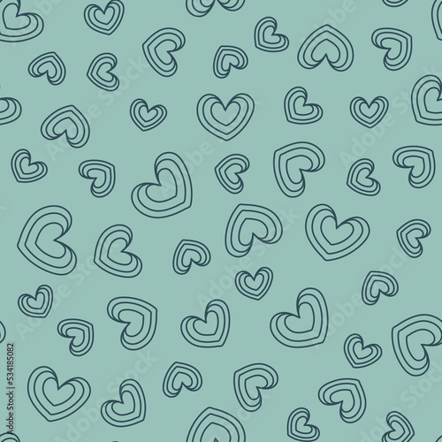 Hand drawn doodle hearts seamless pattern.
