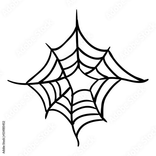 Spiderweb black linear vector illustration. Halloween outline sign. Monochrome spider web thin line icon isolated on white background.