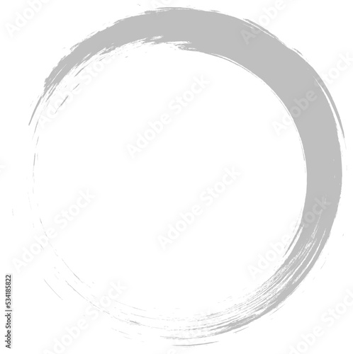 Grey circle brush stroke vector isolated on white background. Gray enso zen circle brush stroke. For stamp, seal, ink and paintbrush design template. Grunge hand drawn circle shape, vector