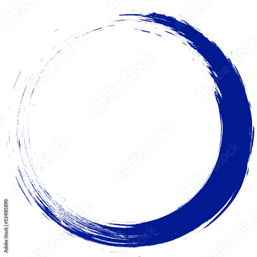 Navy blue circle brush stroke vector isolated on white background. Navy blue enso zen circle brush stroke. For stamp, seal, ink and paintbrush design template. Grunge hand drawn circle shape, vector