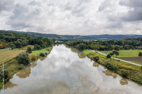 San river, ferry in Nozdrzec Siedliska aerial view photo