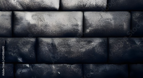 Vintage Black wash brick wall texture for design. Panoramic background for your text or image.