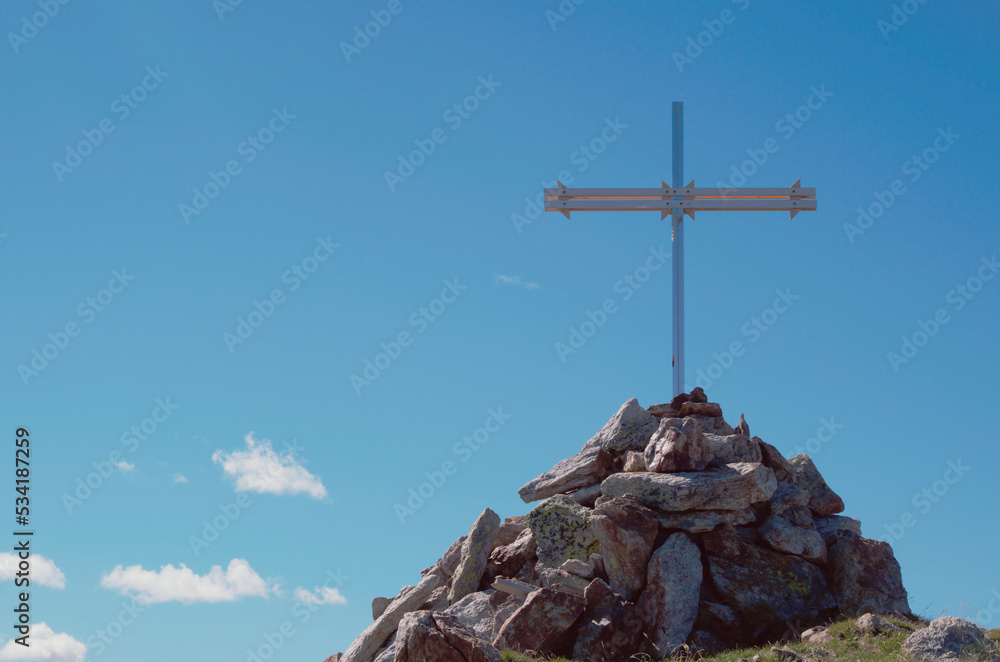Cross on the top of mount Cima Venina, Lombardy, Italy Cross on the top of mount Cima Venina, Lombardy, Italy