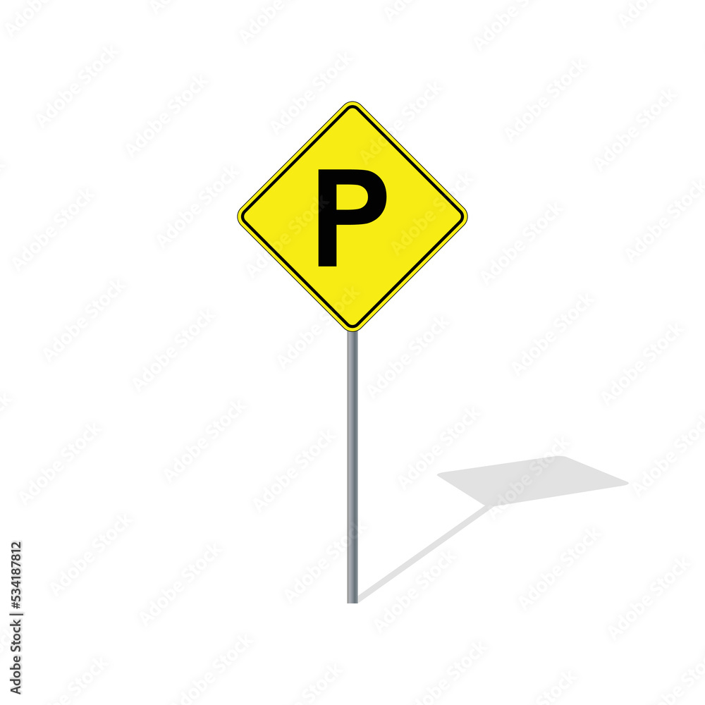 Parking road sign on post pole vector graphics Parking road sign on post pole vector graphics