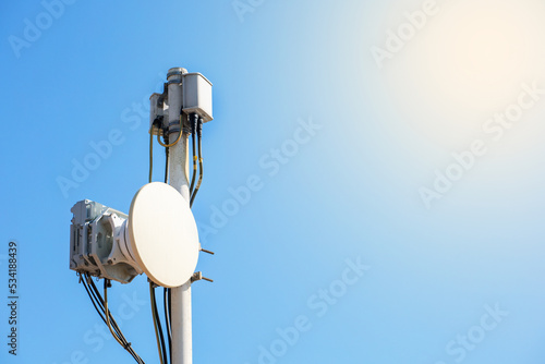 City wifi router. The street transmitter of the Internet signal. Portable Wireless Mobile Signal Jamming