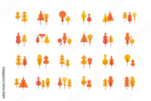 Yellow Tree flat Illustration set