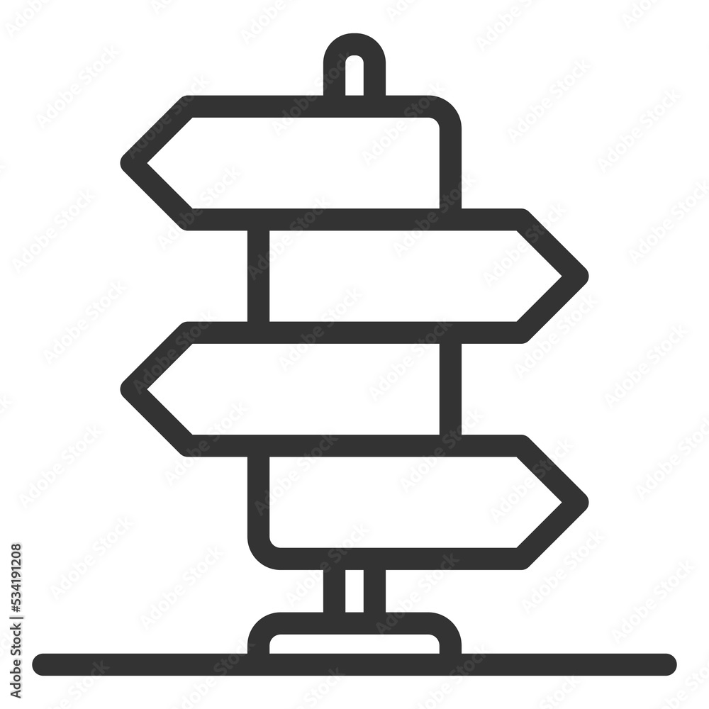 Direction signs on a pole - icon, illustration on white background, outline style Direction signs on a pole - icon, illustration on white background, outline style