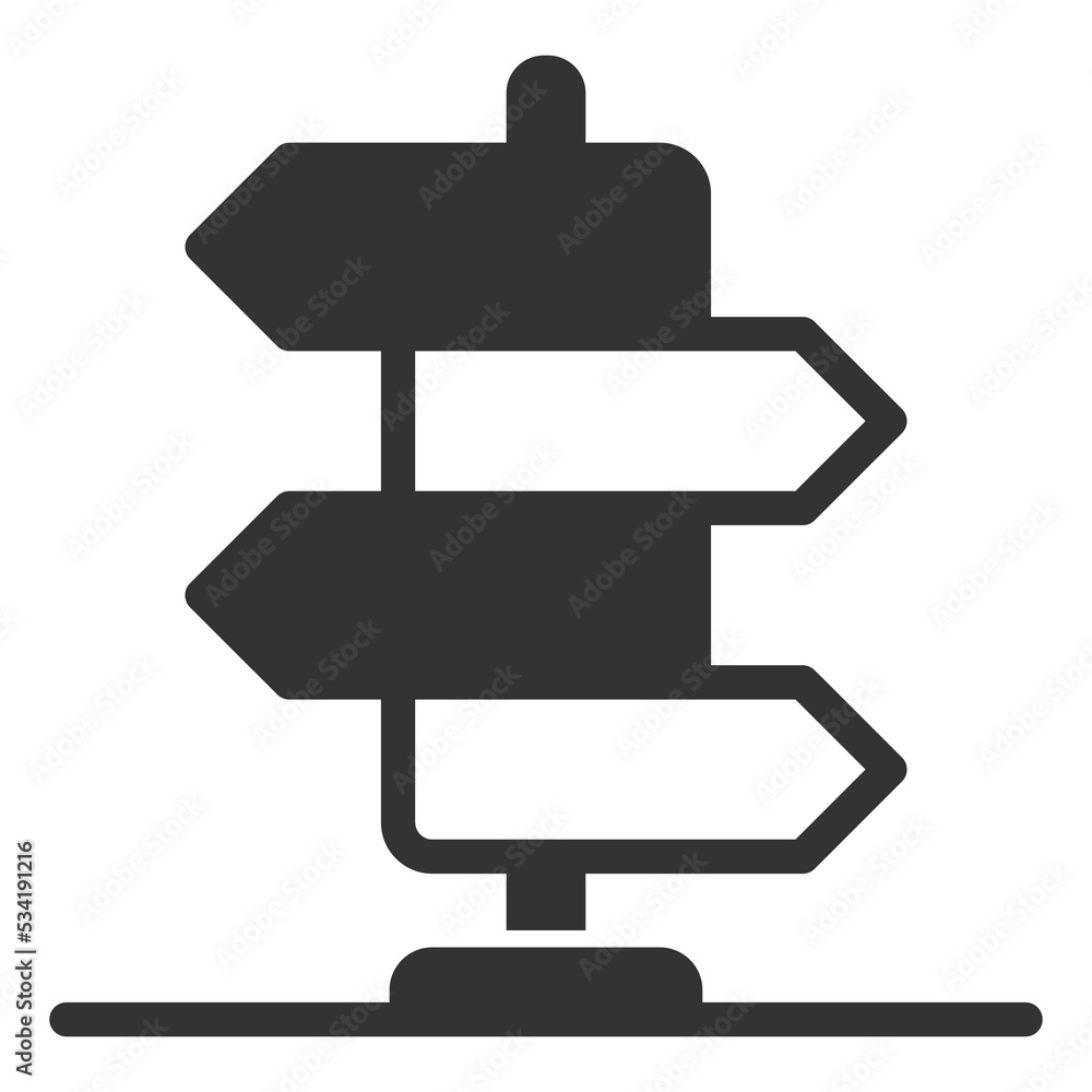 Direction signs on a pole - icon, illustration on white background, glyph style Direction signs on a pole - icon, illustration on white background, glyph style