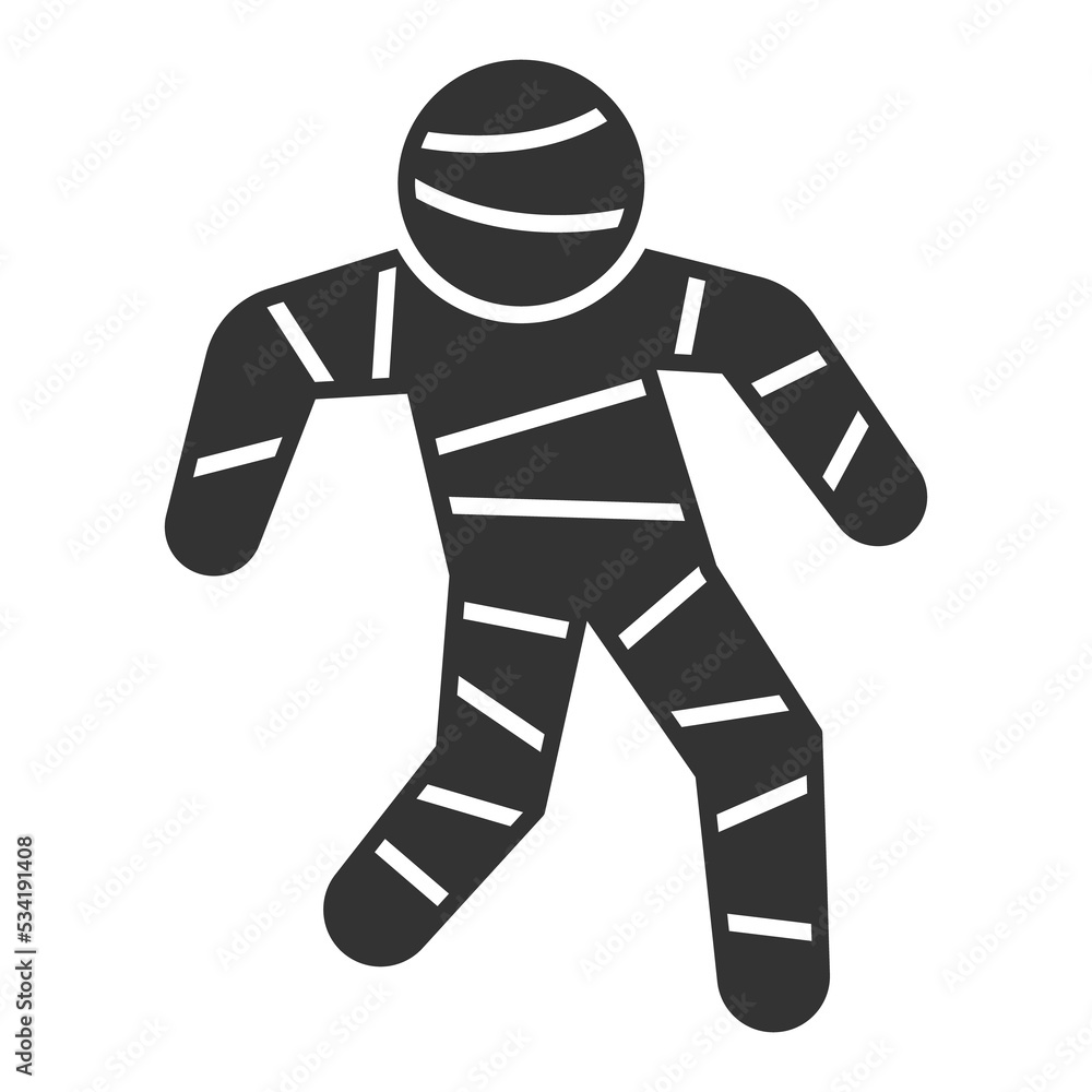 Zombie in bandages walking - icon, illustration on white background, glyph style Zombie in bandages walking - icon, illustration on white background, glyph style