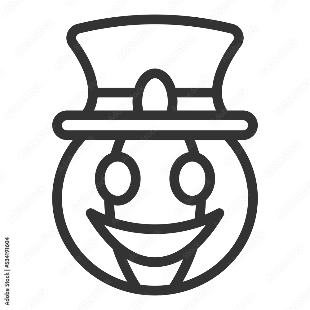 Smiling pumpkin in a hat - icon, illustration on white background, outline style Smiling pumpkin in a hat - icon, illustration on white background, outline style