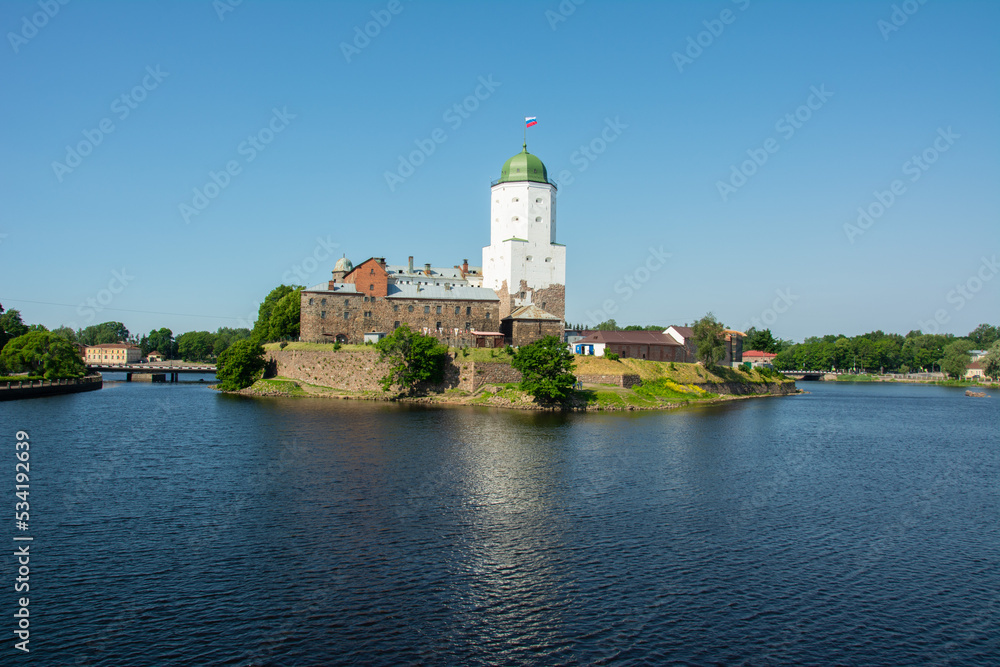 Vyborg Castle, a Swedish-built medieval fortress and the Tower of Saint Olav built in 1200's by orders of Torkel Knutsson, Lord High Constable of Sweden in Vyborg in Leningrad Oblast, Russia