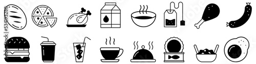 Food and drink icon vector set. funeral illustration sign collection. kitchen symbol. Cook logo.